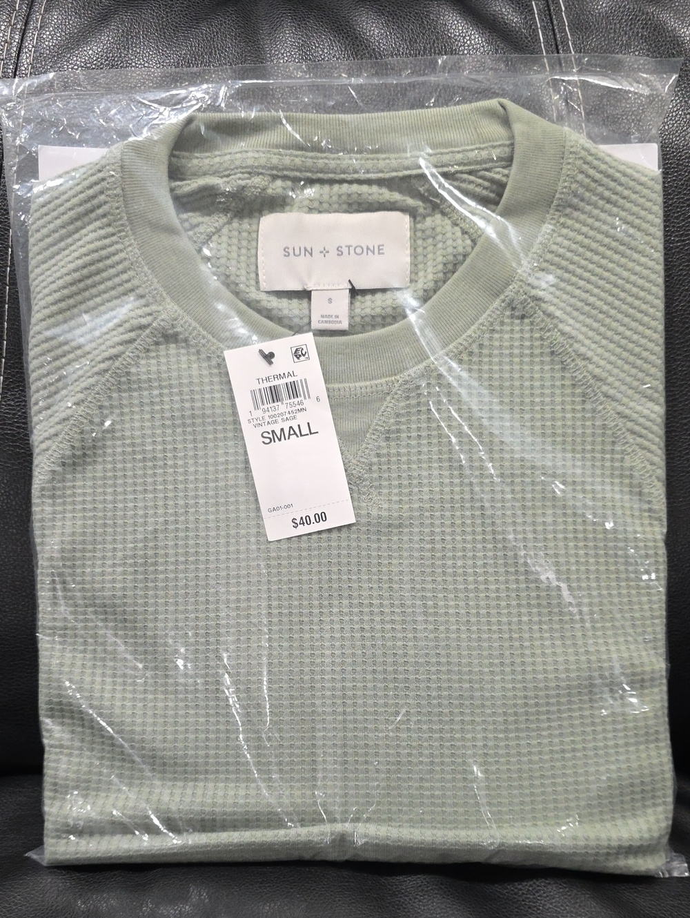 Sun + Stone Men's Crewneck Thermal Shirt - Sage Green